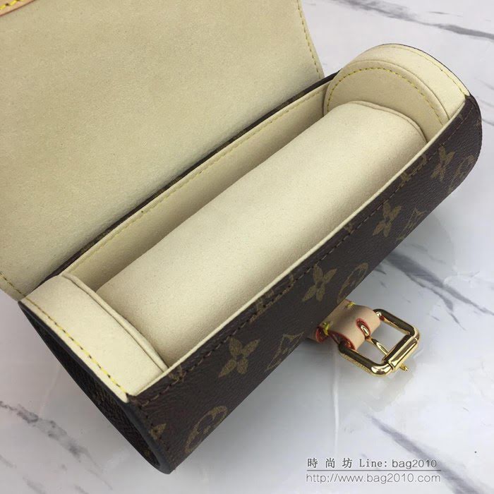 路易威登LV腕表盒 頂級原單 Eclipse Monogram帆布 3枚裝 腕表盒 皮質系帶 銀色金屬搭扣 套盒  ydh2661